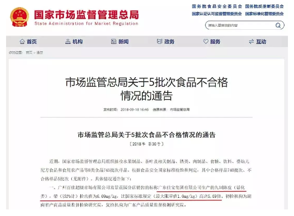 国民零食佳宝九制陈皮铅含量超标5.69倍